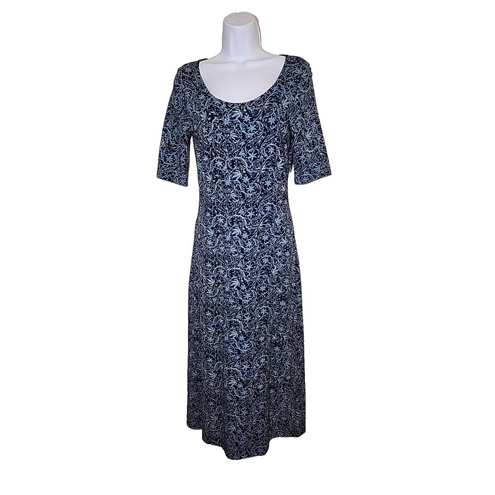 Peruvian Connection Maxi Dress Floral Blue Cotton Blend‎ Size XS